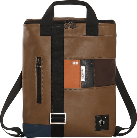 Shopperpack Moleskine x REDO Unico nel suo genere, upcycled, Brown patchwork - Front view