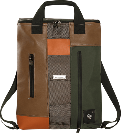 Shopperpack Moleskine x REDO Unico nel suo genere, upcycled, Brown & green patchwork - Front view