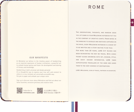 Guide touristique Rome LUXE x Moleskine Guide touristique Rome, Carnet City, couverture rigide, Rome - Side view