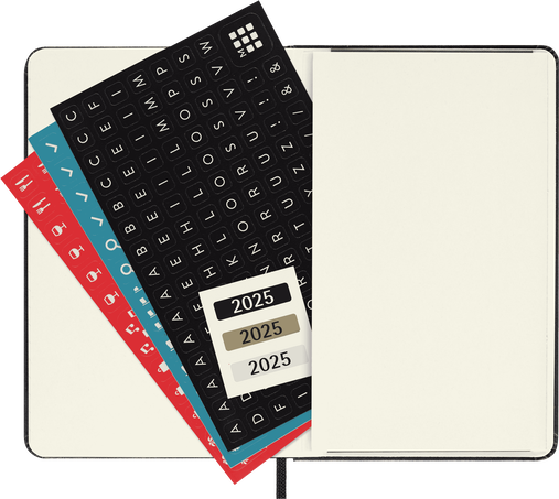 Agenda Classic 2025 Pocket Settimanale orizzontale, copertina rigida, 12 mesi, Nero - Side view