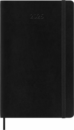 Agenda Classic 2025 Large Semainier horizontal, couverture souple, 12 mois, Noir - Front view