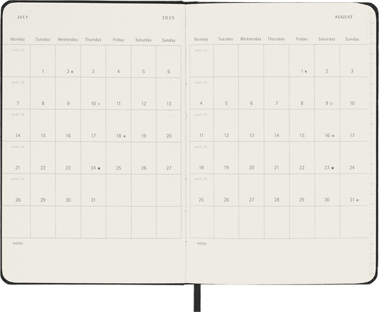 Classic Planner 2025 Pocket Weekly, hard cover, 12 months, Black - Side view