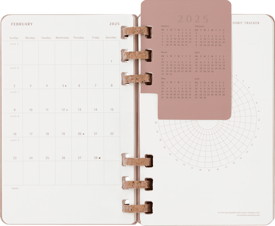 Life Planner 2025 L 12 mesi, Spirale, Rosa - Side view