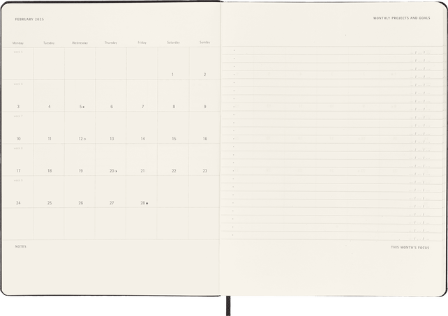 PRO Kalender 2025 XL Wochenkalender, fester einband, 12 Monate, XL 19x25 cm, PRO WEEKLY VERTICAL - Side view