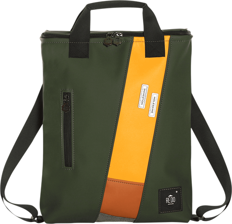 Shopperpack Moleskine x REDO Unico nel suo genere, upcycled, Green & yellow patchwork - Front view