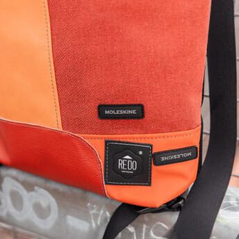 Moleskine x REDO Shopperpack One-of-a-kind, upcycled, Black & orange patchwork - Lifestyle