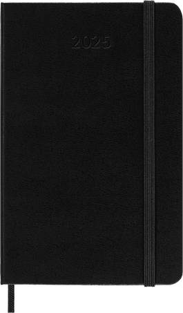 Agenda Classic Pocket 2025 Semainier horizontal, couverture rigide, 12 mois, Noir - Front view