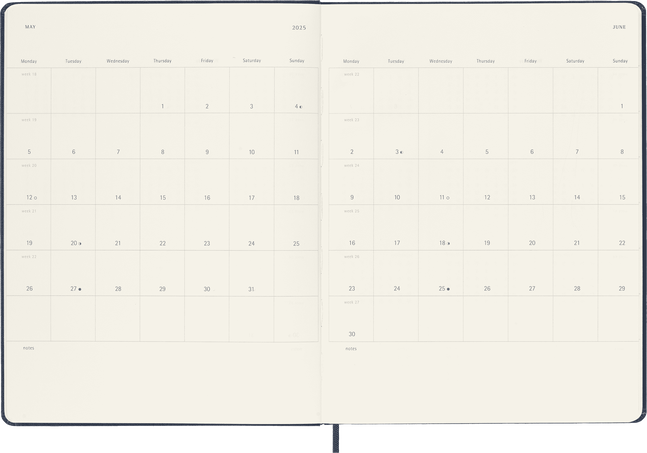 Agenda Classic XL 2025 Semainier, couverture rigide, 12 mois, Bleu Saphir - Side view