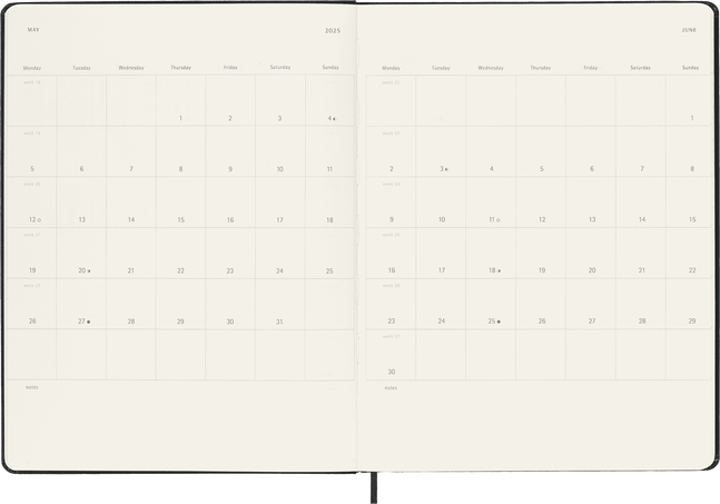 Classic Planner 2025 XL Weekly, hard cover, 12 months, Black - Side view