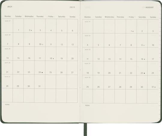 Agenda Classic Pocket 2025 Journalier, couverture rigide, 12 mois, Vert Myrte - Side view