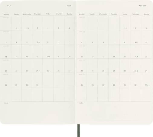 Classic Planner 2025 Large Weekly, soft cover, 12 months, Myrtle Green - Side view