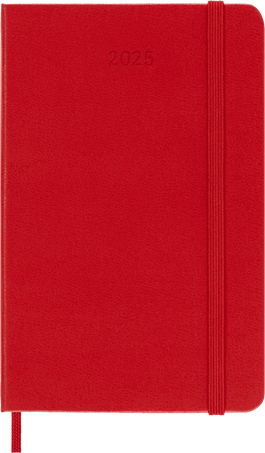 Classic Diary 2025 Pocket Daily, hard cover, 12 months, Scarlet Red - Front view