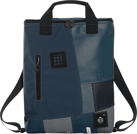 Shopperpack Moleskine x REDO Unico nel suo genere, upcycled, Blue patchwork - Front view