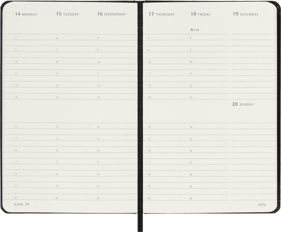 Agenda Classic Pocket 2025 Semainier horizontal, couverture rigide, 12 mois, Noir - Side view