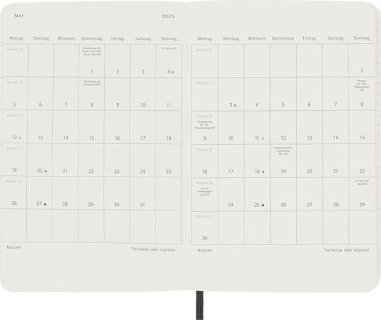  Wochenkalender, weicher einband, 12 Monate, POCKET 9X14 - Side view