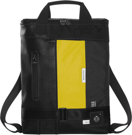 Shopperpack Moleskine x REDO Unico nel suo genere, upcycled, Black & yellow patchwork - Front view