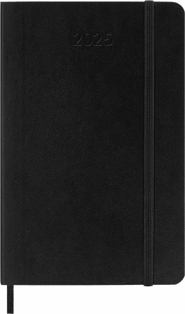 Agenda Classic 2025 Pocket Diaria, tapa blanda, 12 meses, Negro - Front view