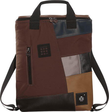 Shopperpack Moleskine x REDO Unico nel suo genere, upcycled, Burgundy & blue patchwork - Front view