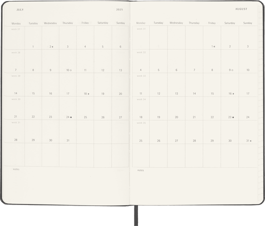 Classic Planner 2025 Large Weekly horizontal, hard cover, 12 months, Black - Side view