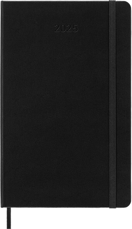 Agenda Classic 2025 Large Journalier, couverture rigide, 12 mois, Noir - Front view