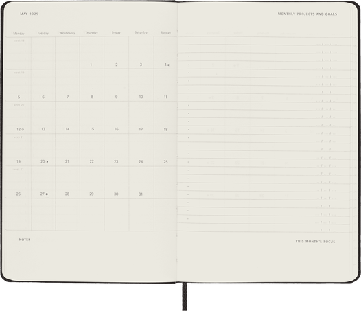 PRO Kalender 2025 Large Wochenkalender, fester einband, 12 Monate, Large 13x21 cm, PRO WEEKLY VERTICAL - Side view