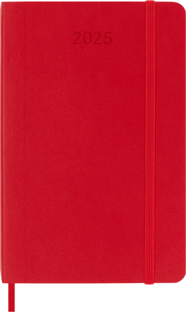 Agenda Classic 2025 Pocket Giornaliera, copertina morbida, 12 mesi, Rosso Scarlatto - Front view