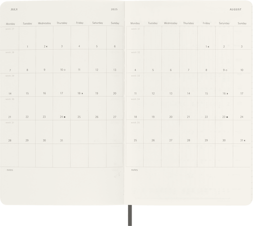 Classic Planner 2025 Large Daily, soft cover, 12 months, Black - Side view