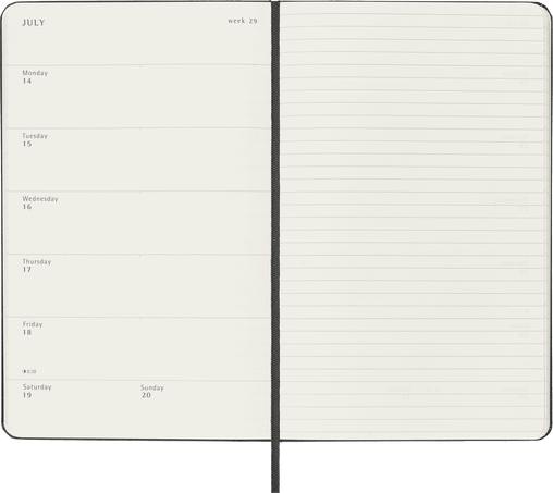 Classic Planner 2025 Large Weekly, hard cover, 12 months, Black - Side view