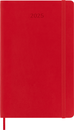 Agenda Classic 2025 Large Giornaliera, copertina morbida, 12 mesi, Rosso Scarlatto - Front view