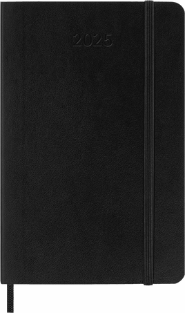 Agenda Classic 2025 Pocket Settimanale orizzontale, copertina morbida, 12 mesi, Nero - Front view