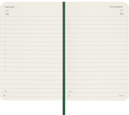 Agenda Classic Pocket 2025 Journalier, couverture souple, 12 mois, Vert Myrte - Side view