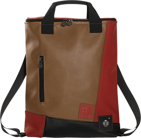 Shopperpack Moleskine x REDO Unico nel suo genere, upcycled, Brown & red patchwork - Front view