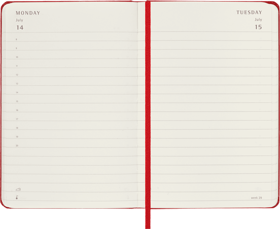 Agenda Classic Pocket 2025 Journalier, couverture rigide, 12 mois, Rouge Écarlate - Side view