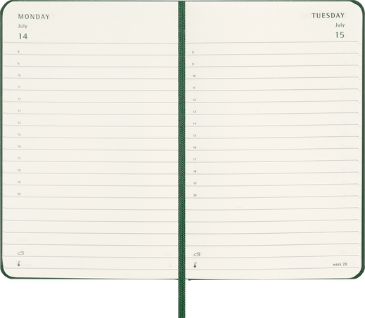 Classic Planner 2025 Pocket Daily, hard cover, 12 months, Myrtle Green - Side view