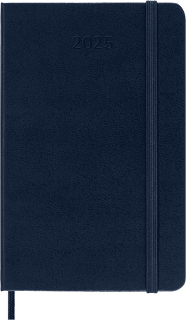 Agenda Classic Pocket 2025 Semainier, couverture rigide, 12 mois, Bleu Saphir - Front view