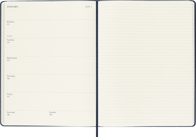 Agenda Classic XL 2025 Semainier, couverture rigide, 12 mois, Bleu Saphir - Side view