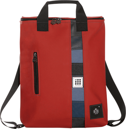 Shopperpack Moleskine x REDO Unico nel suo genere, upcycled, Red & blue patchwork - Front view