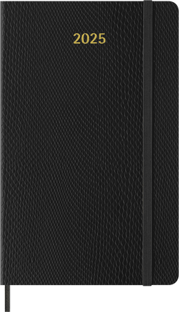 Precious & Ethical Diary 2025 Weekly, 12-Month, Vegan Cover, Black - Front view