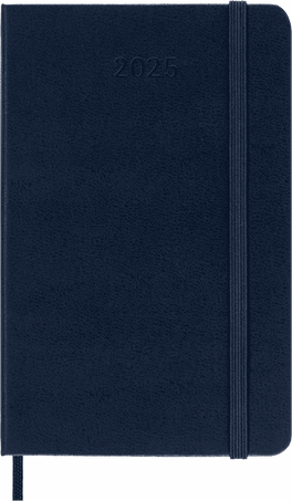 Agenda Classic 2025 Pocket Diaria, tapa dura, 12 meses, Azul Zasfiro - Front view