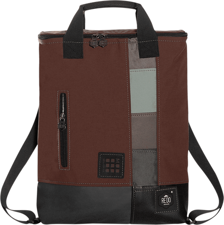 Shopperpack Moleskine x REDO Unico nel suo genere, upcycled, Burgundy & blue patchwork - Front view