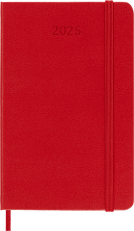 Agenda Classic Pocket 2025 Semainier, couverture rigide, 12 mois, Rouge Écarlate - Front view