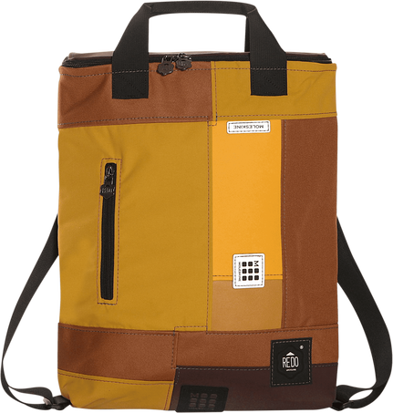 Shopperpack Moleskine x REDO Unico nel suo genere, upcycled, Yellow & brown patchwork - Front view