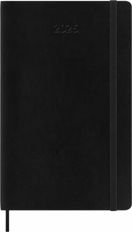 Agenda Classic 2025 Large Journalier, couverture souple, 12 mois, Noir - Front view