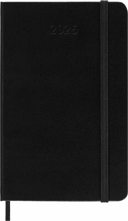 Agenda Classic Pocket 2025 Journalier, couverture rigide, 12 mois, Noir - Front view